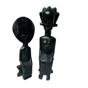 Hand Carved African Tribal Figurines Ebony Wooden Sculptures Home Décor x16 1/2"